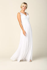 Bridal Gown Long Sleeveless Chiffon Wedding Dress